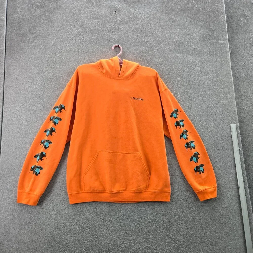 Golf Wang Men‎ Hoodie L Orange Save The Bees Graphic Print Fleece Pullover READ
